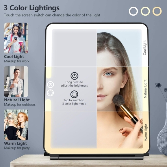 LED Vanity Mirror with 10X Magnification - Black - Picture 3 of 7